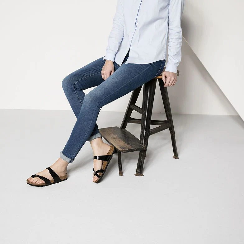 Birkenstock Mayari Birko-Flor Black Patent Sandals - Image 3