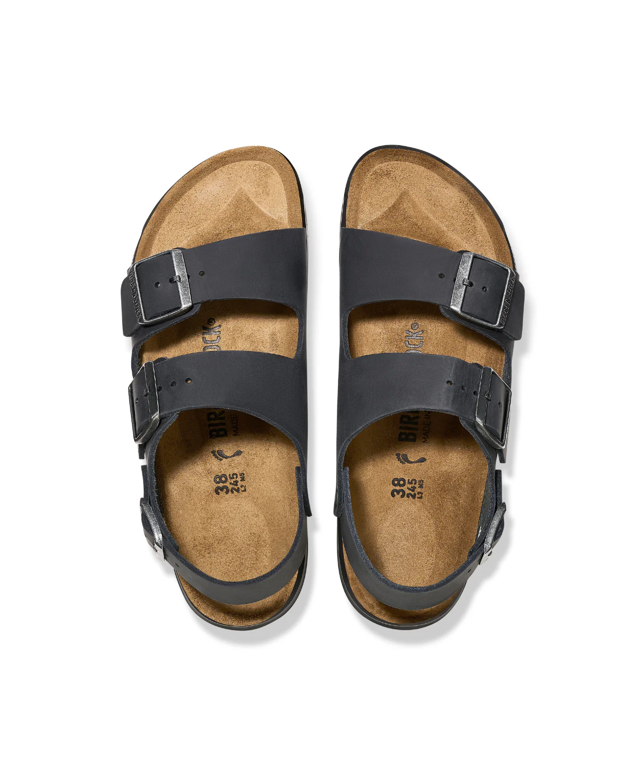 Birkenstock Milano Cross Town Oiled Leather Black Womens Sandals - Image 3