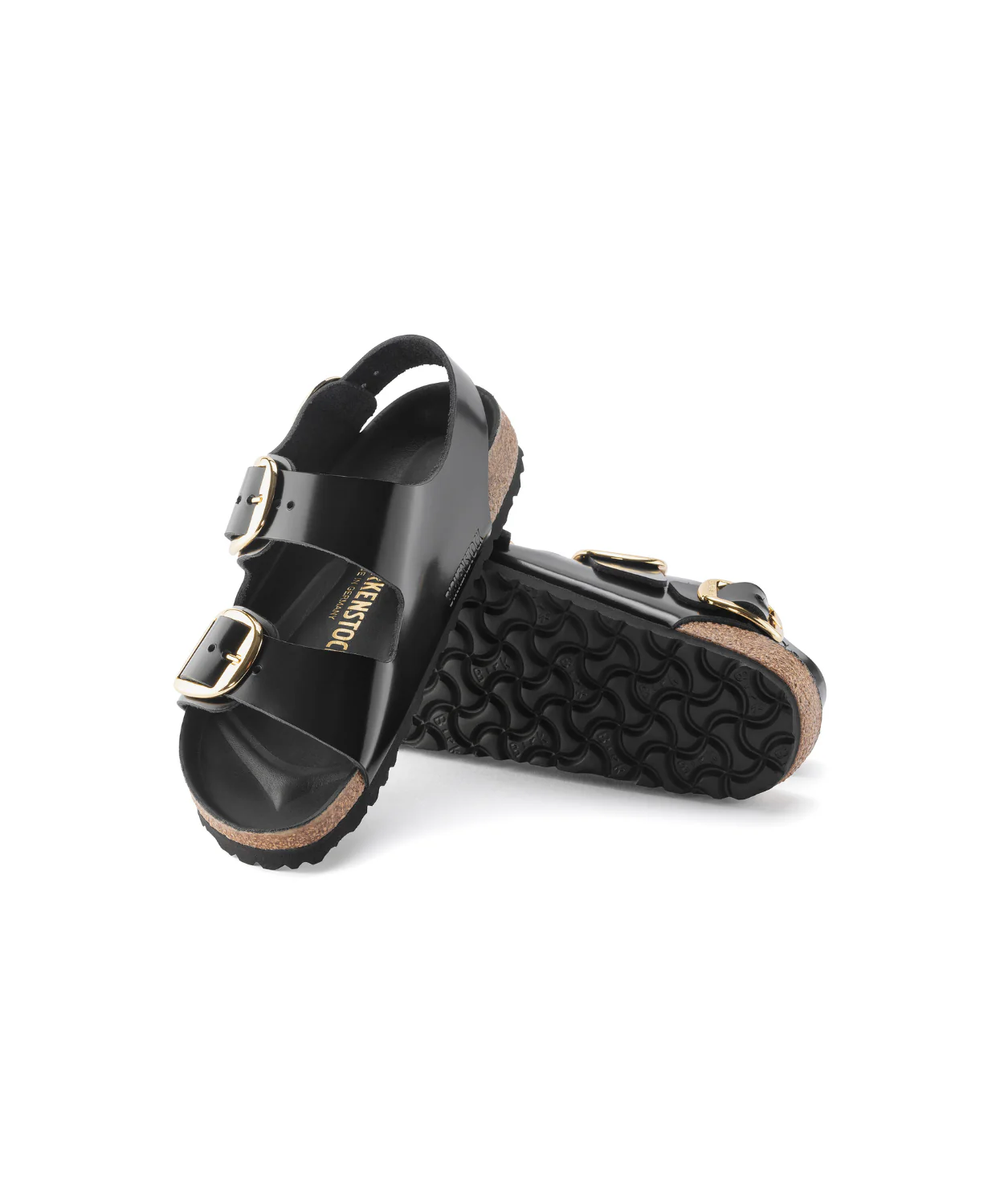 Birkenstock Milano Big Buckle High Shine Natural/Patent Leather Black Sandals - Image 4