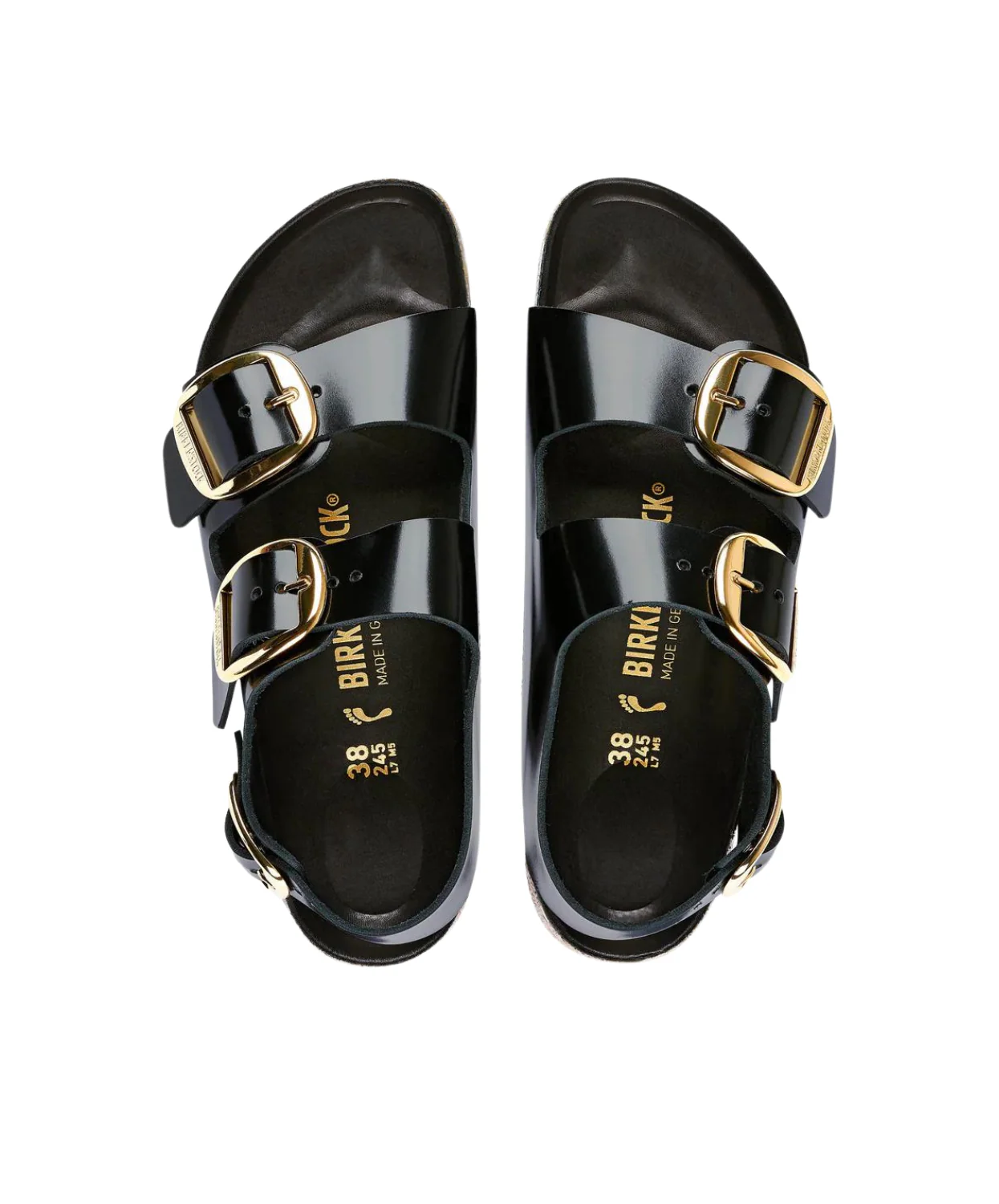 Birkenstock Milano Big Buckle High Shine Natural/Patent Leather Black Sandals - Image 5