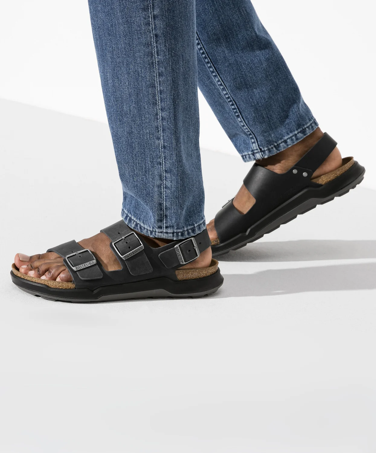 Birkenstock Milano Cross Town Oiled Leather Black Mens Sandals - Image 3