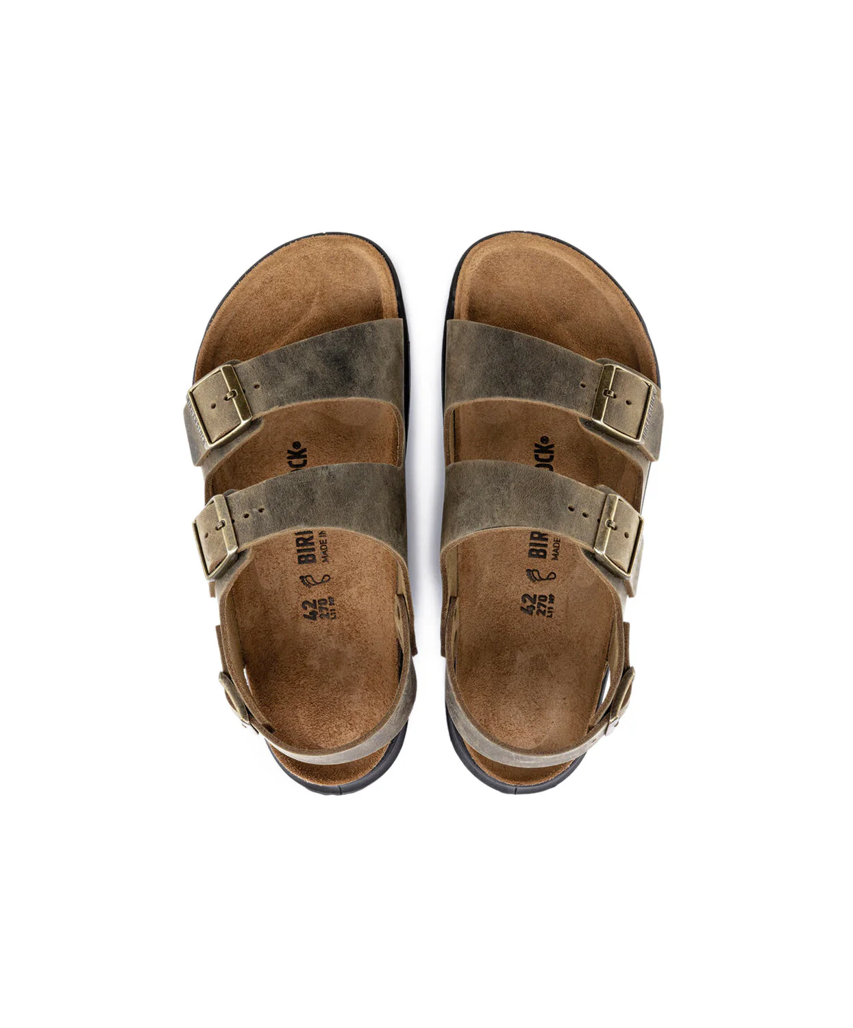 Birkenstock Milano Cross Town Oiled Leather Faded Khaki Mens Sandals - Image 6