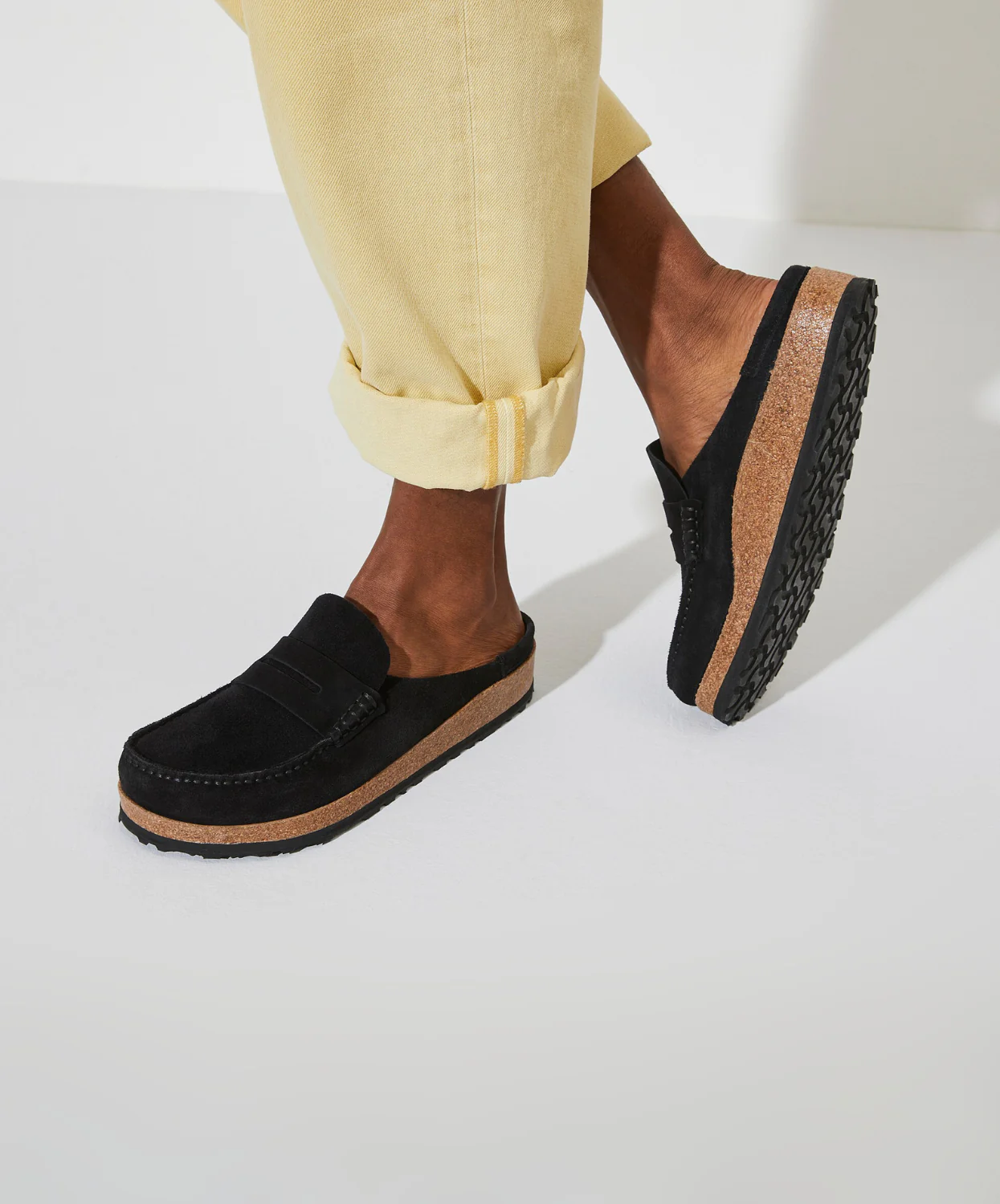 Birkenstock Naples Suede Leather Black Clogs - Image 3