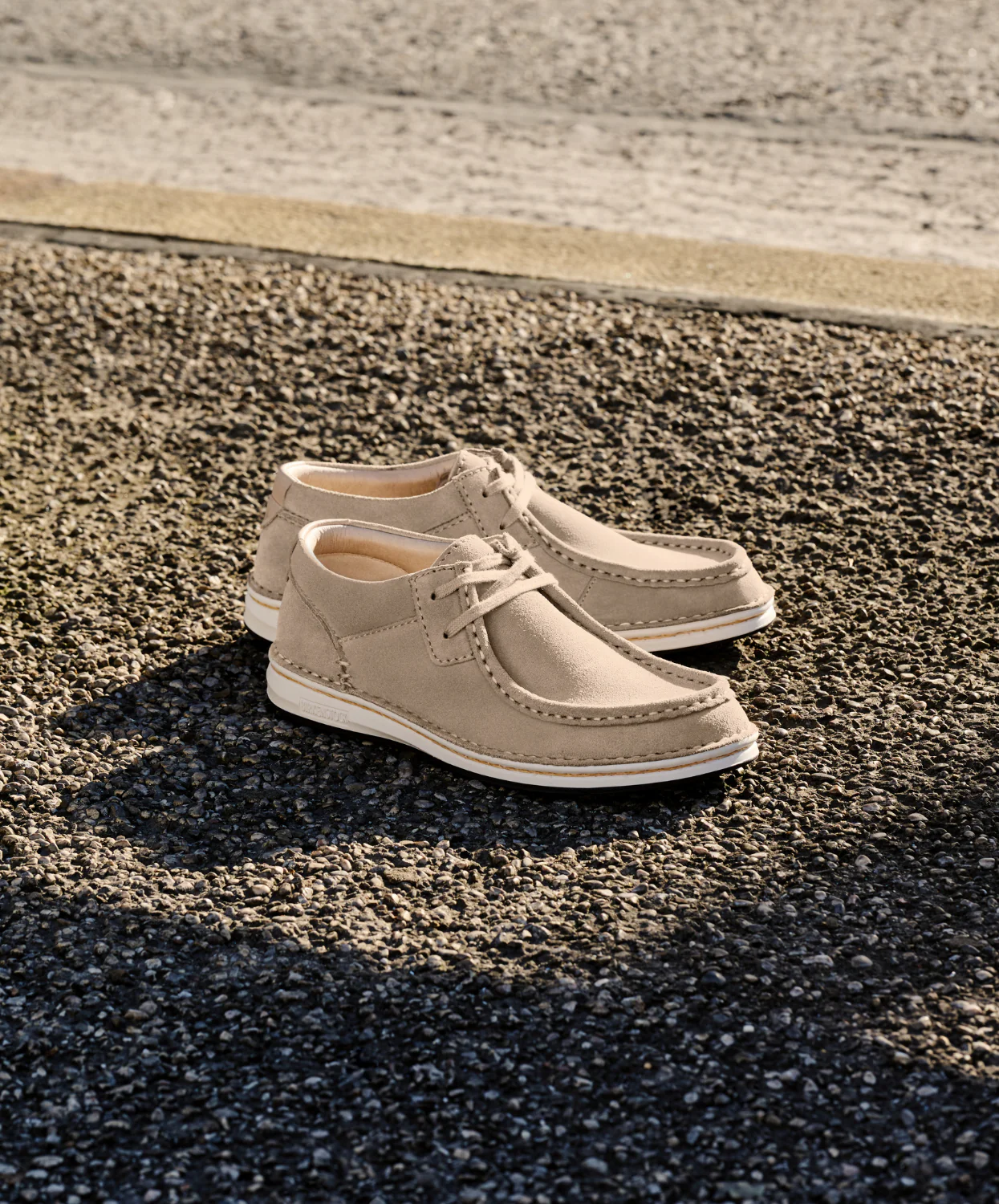 Birkenstock Pasadena Direct Moc Suede Leather Taupe Shoes - Image 3