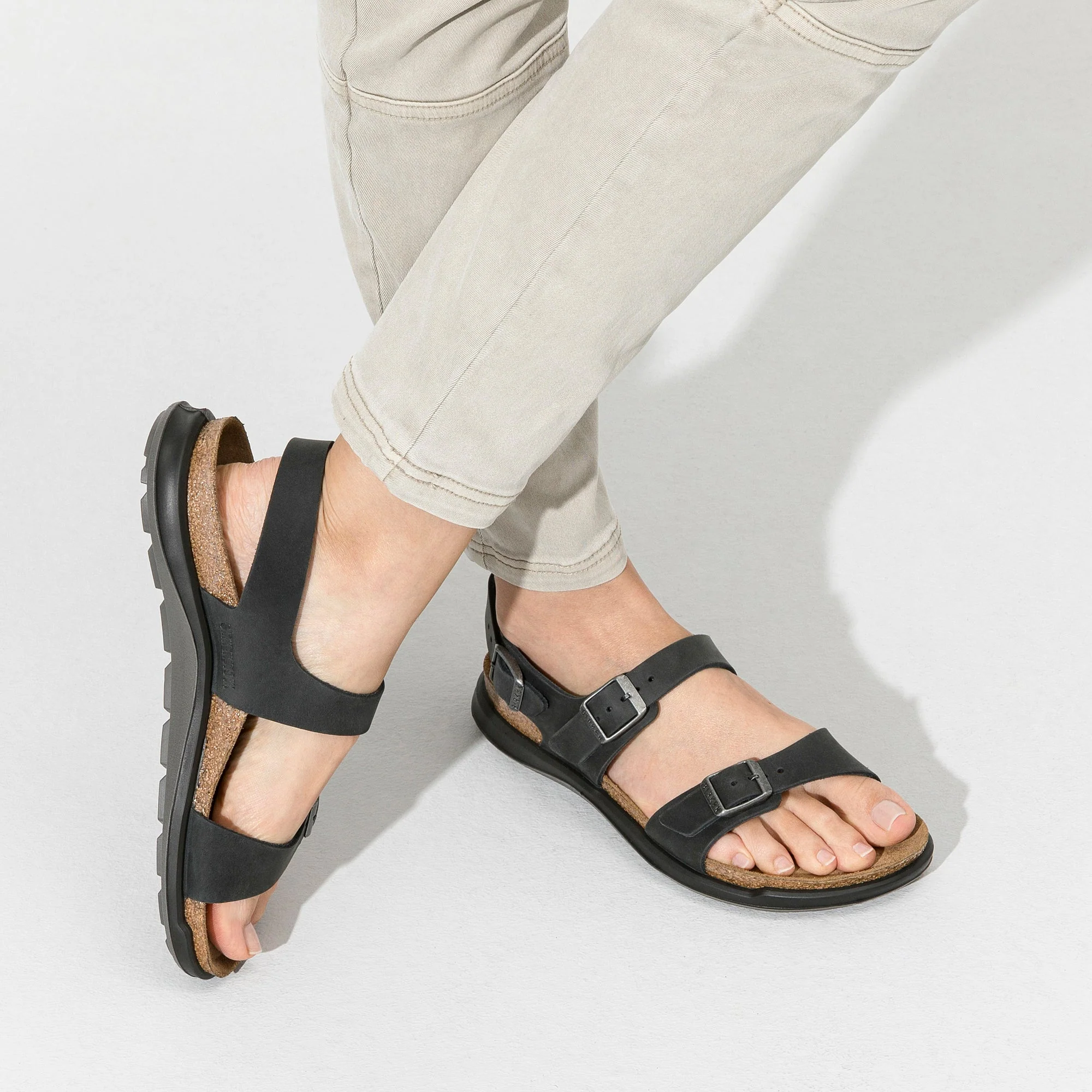 Birkenstock Sonora Cross Town Oiled Leather Black Sandals - Image 3