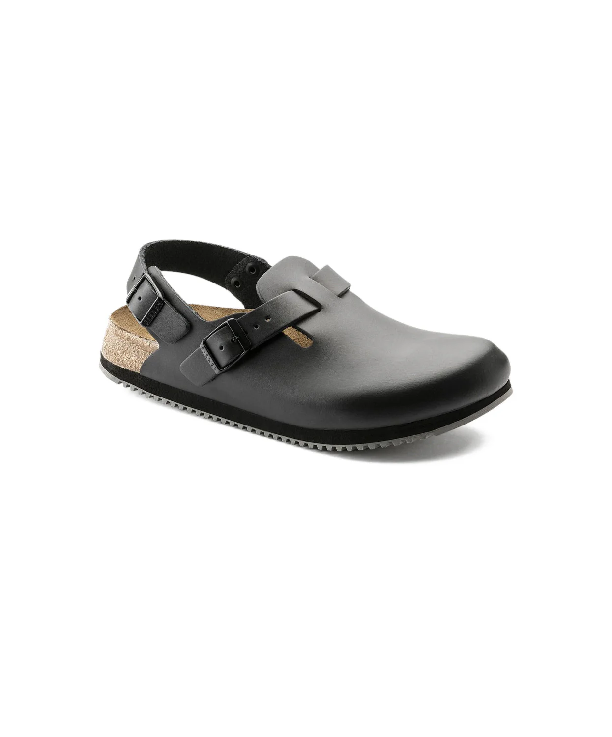 Birkenstock Tokio Leather Black Supergrip Clogs - Image 4