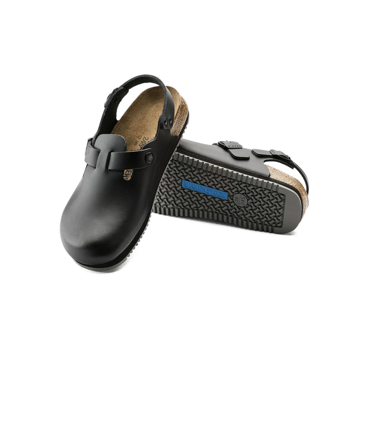 Birkenstock Tokio Leather Black Supergrip Clogs - Image 5
