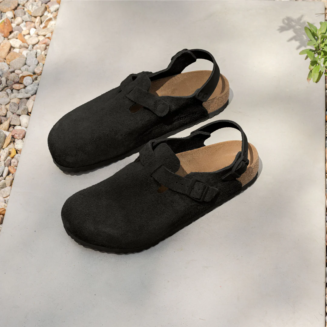 Birkenstock Tokio Suede Leather Black Clogs - Image 3
