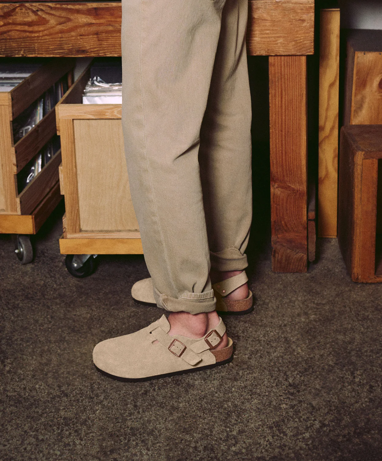 Birkenstock Tokio Suede Leather Taupe Clogs - Image 2