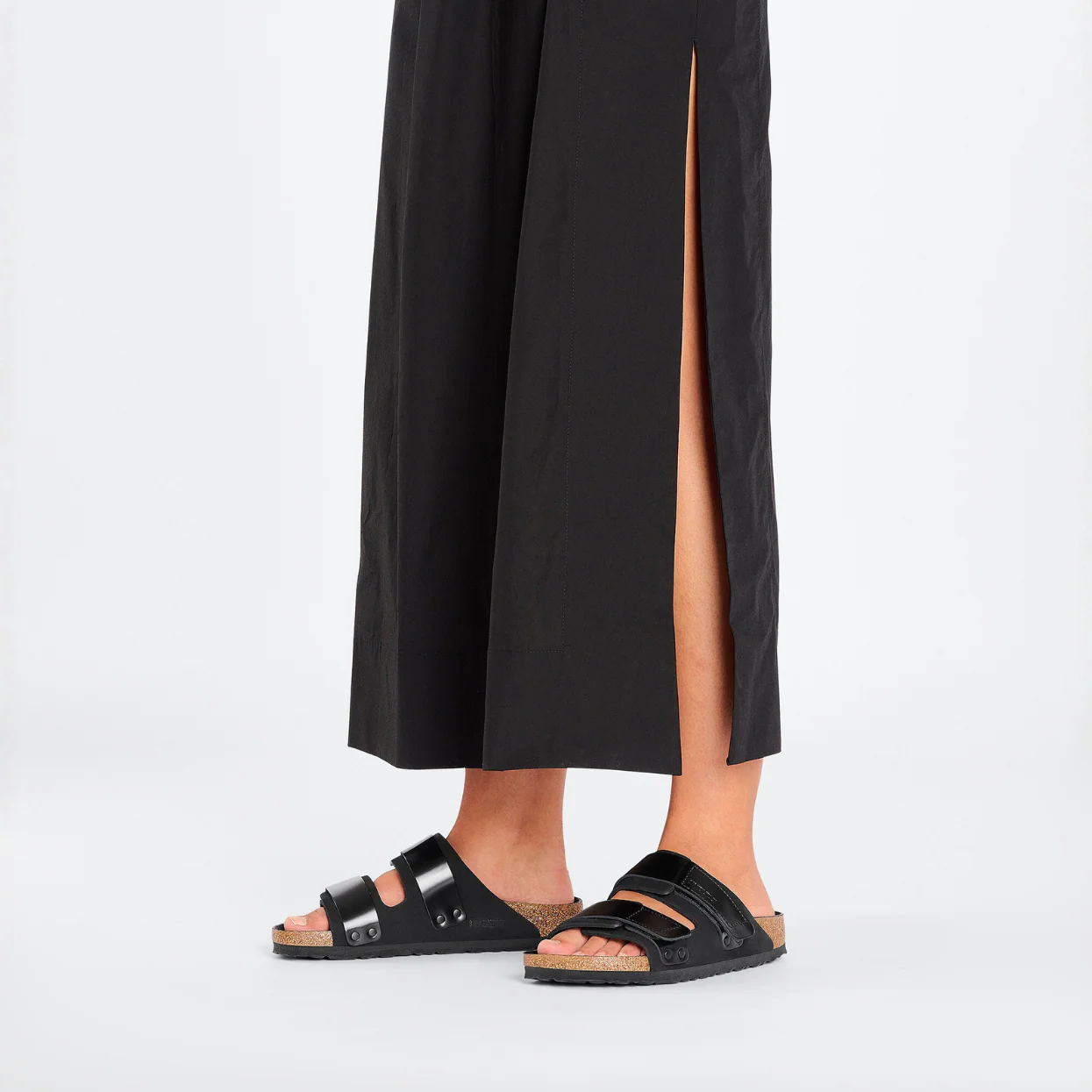 Birkenstock Uji High Shine Nubuck Leather Black Sandals - Image 2