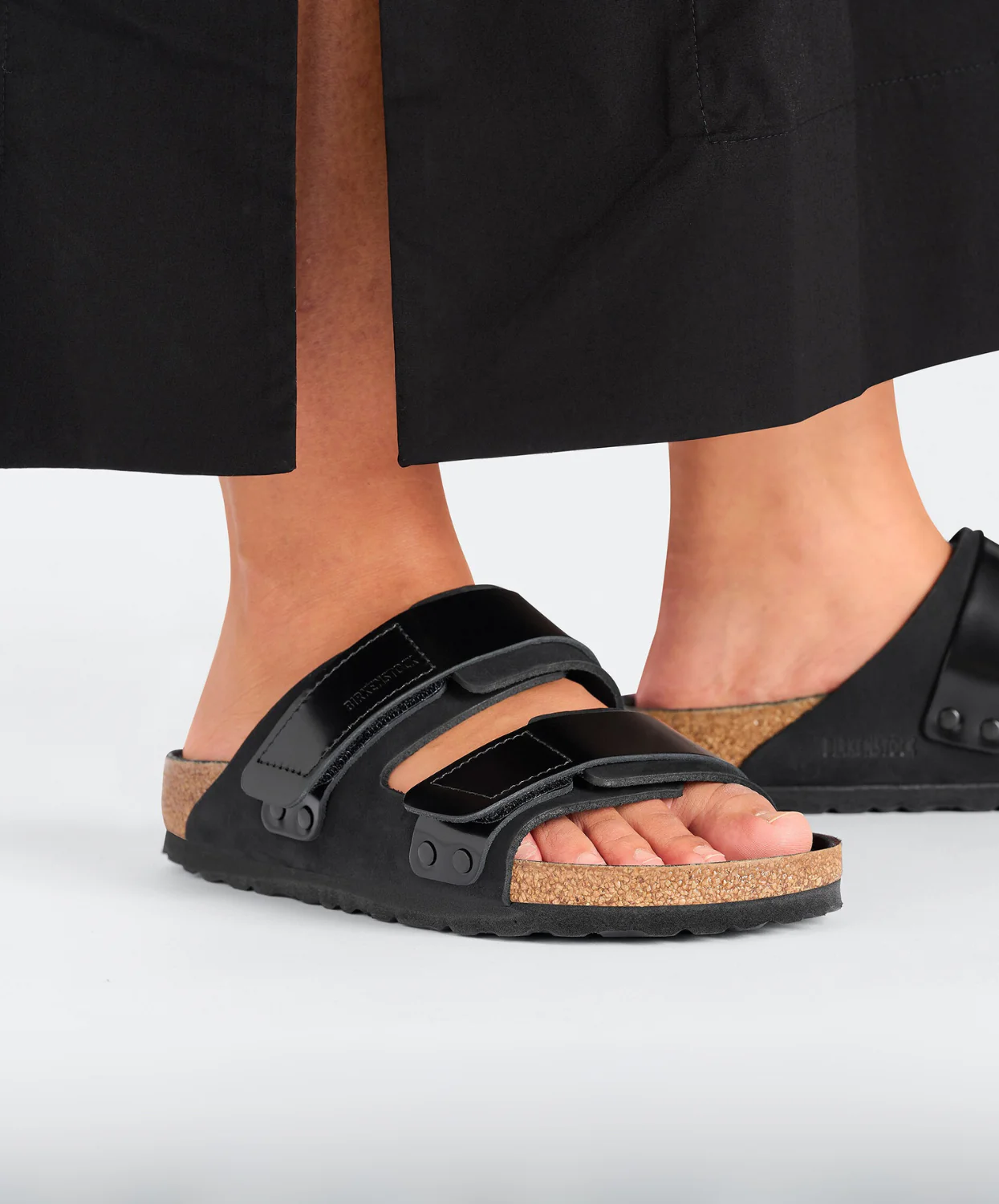 Birkenstock Uji High Shine Nubuck Leather Black Sandals - Image 3
