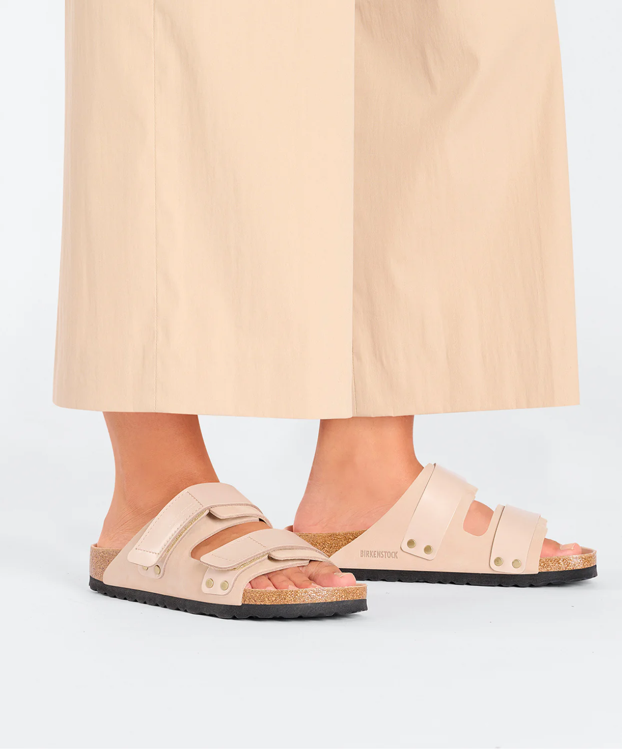Birkenstock Uji High Shine Nubuck Leather New Beige Sandals - Image 2