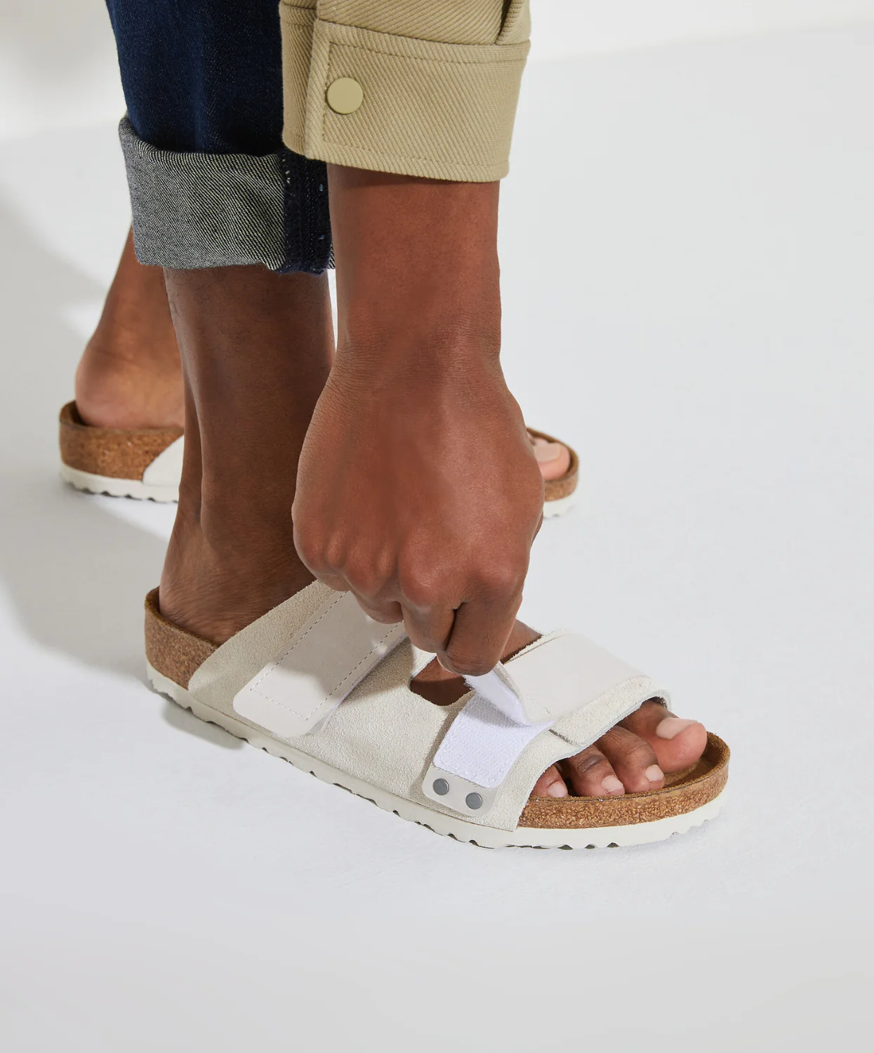 Birkenstock Uji Suede/Nubuck Leather Antique White Sandals - Image 3