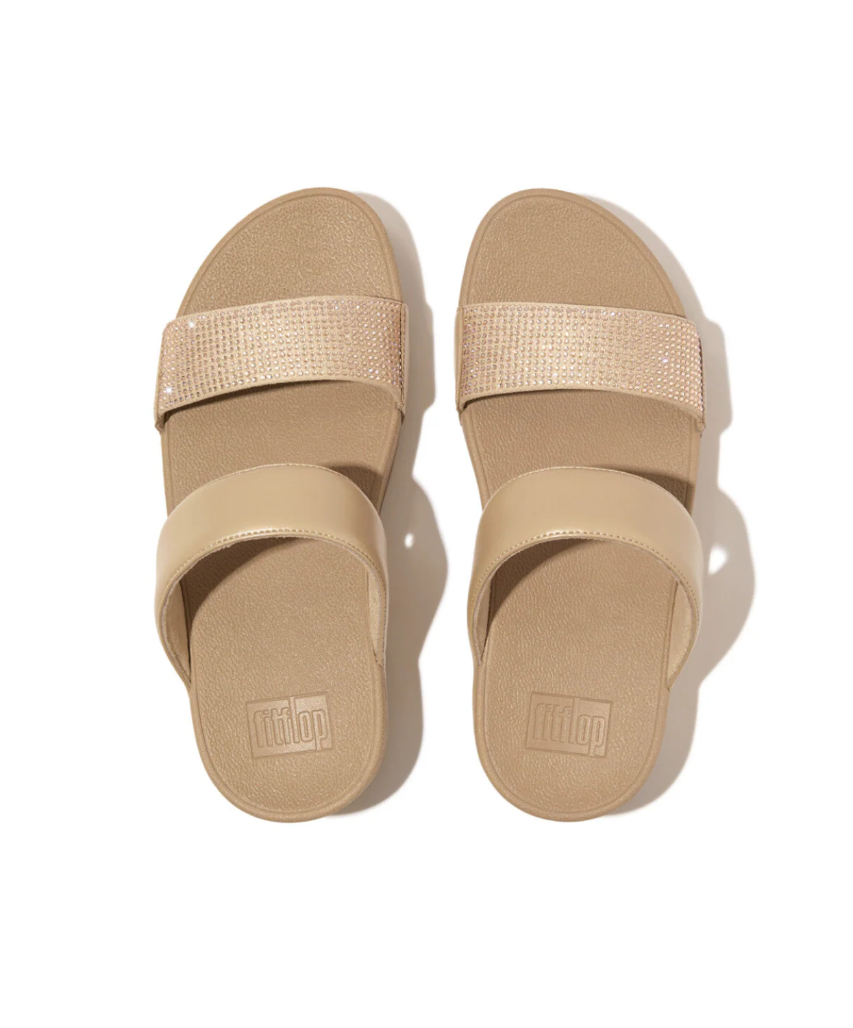Fitflop Lulu Crystal Embellished Slides Latte Beige - Image 3