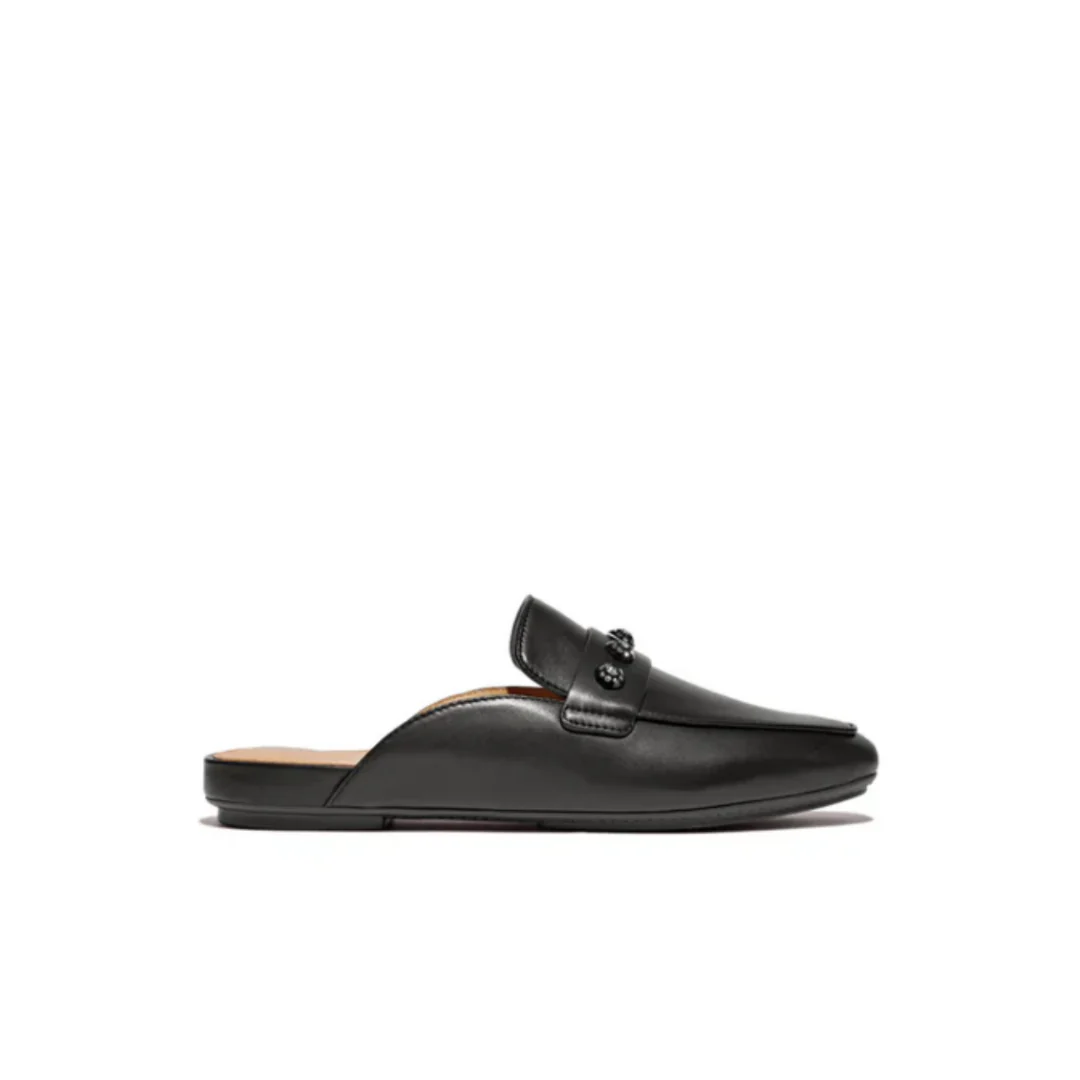 Fitflop Delicato Crystal Cluster Soft Leather Mules Black