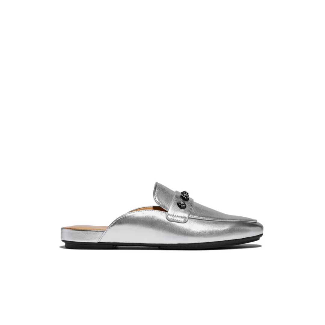 Fitflop Delicato Crystal Cluster Soft M/Leather Mules Silver