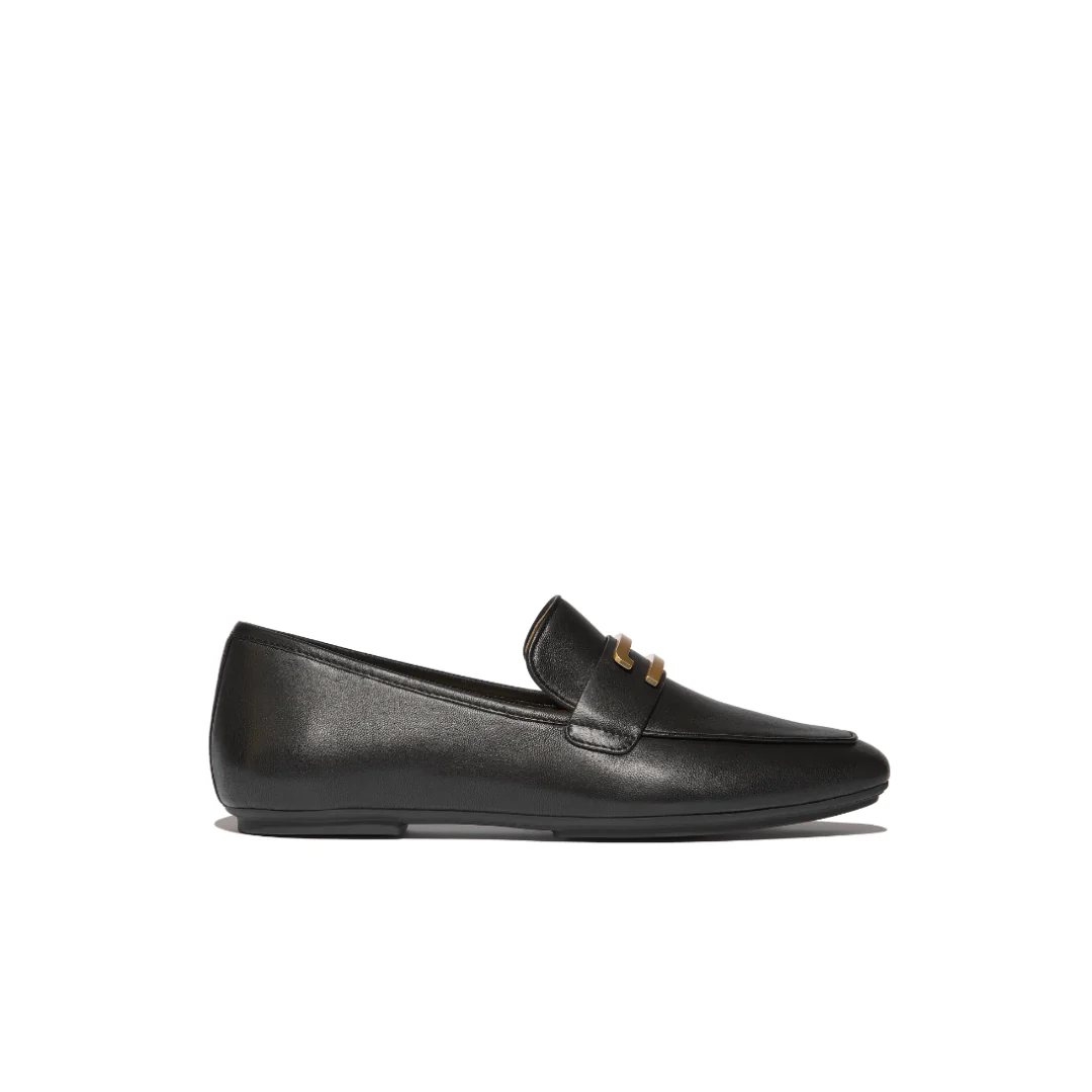 FitFlop Delicato Gold Trim Leather Loafer Black