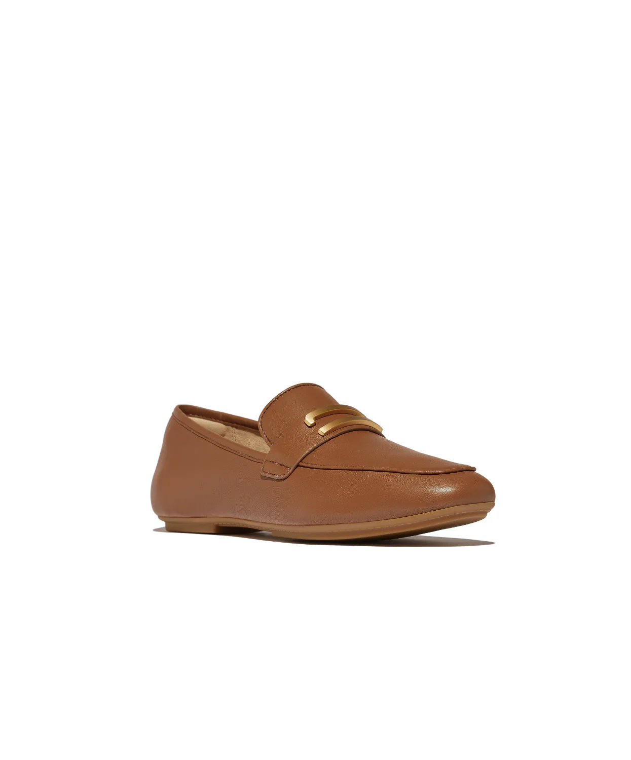FitFlop Delicato Gold Trim Leather Loafer Deep Tan - Image 4