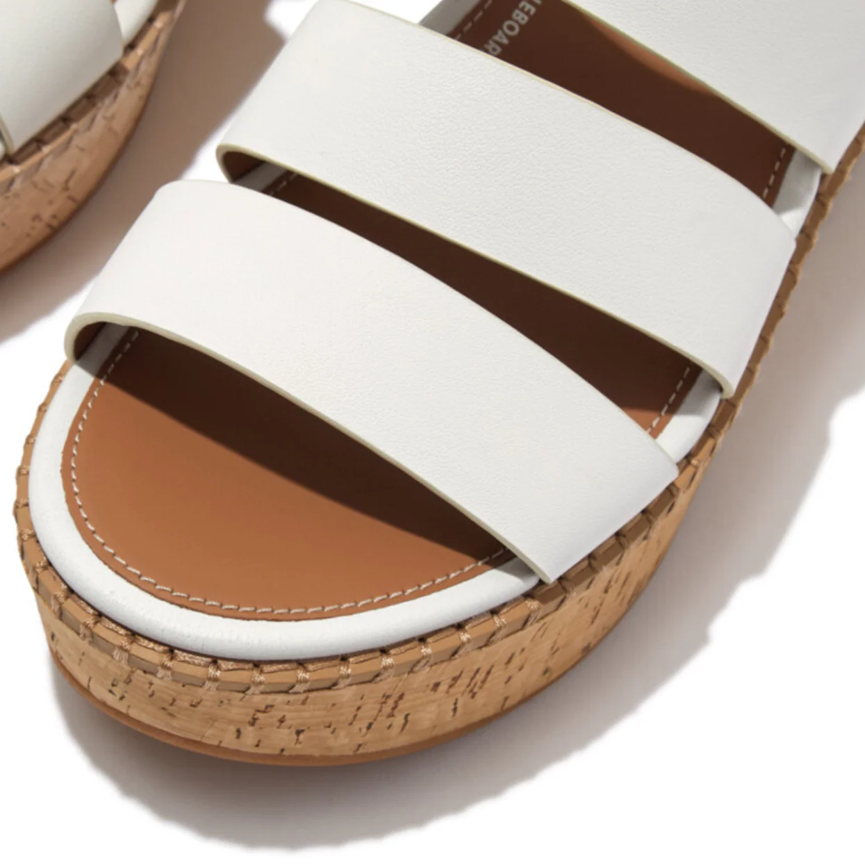 Fitflop Eloise Leather Cork Strappy Wedge Sandals Urban White - Image 3