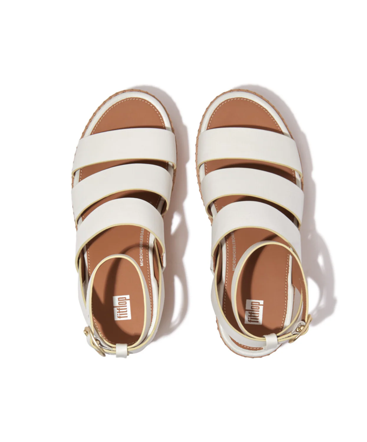 Fitflop Eloise Leather Cork Strappy Wedge Sandals Urban White - Image 5