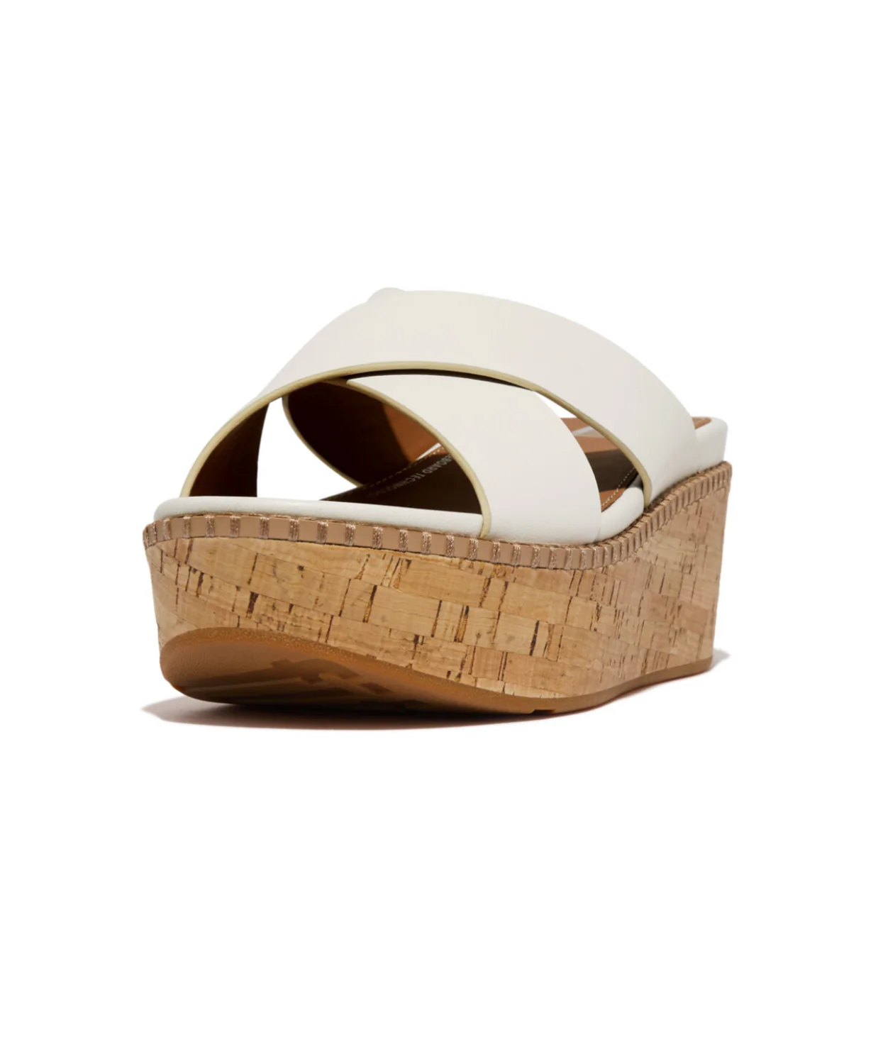 Fitflop Eloise Leather Cork Wedge Cross Slides Urban White - Image 4