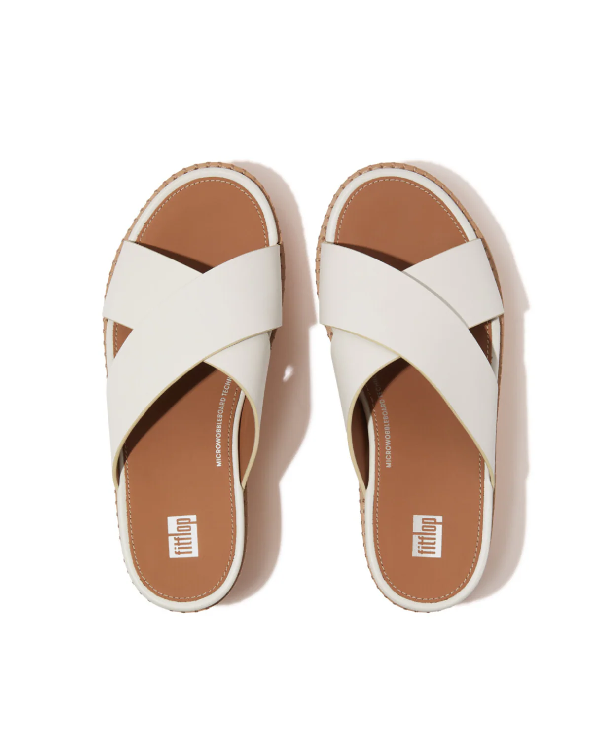 Fitflop Eloise Leather Cork Wedge Cross Slides Urban White - Image 5