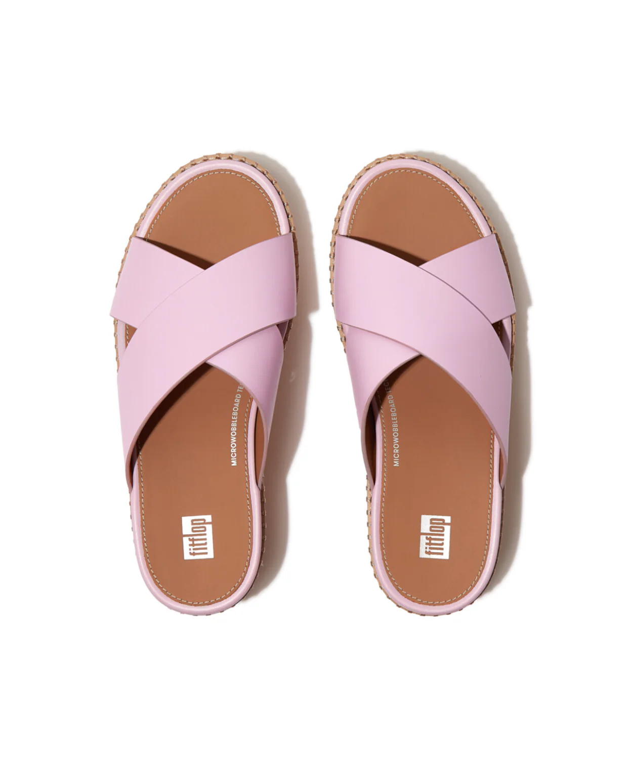 Fitflop Eloise Leather Cork Wedge Cross Slides Wild Lilac - Image 3