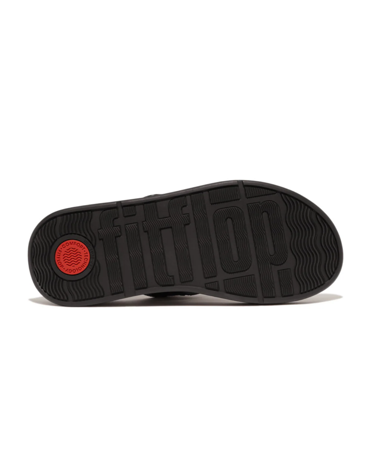 Fitflop F-Mode Buckle Stud Leather Flatform Toe Post Black - Image 4