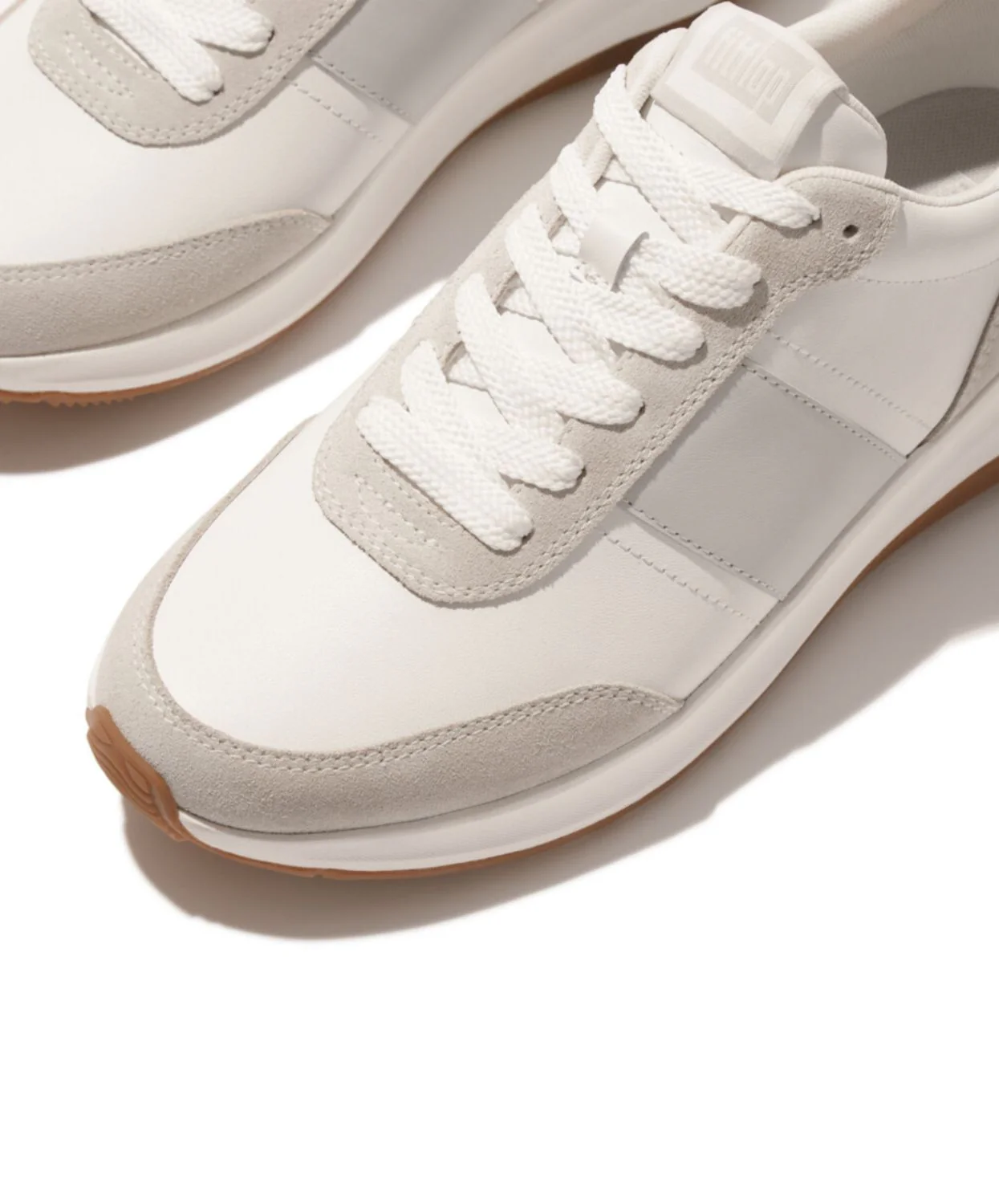 Fitflop F-Mode Flow Leather Mens Suede Sneaker Urban White/ Artic Grey - Image 3