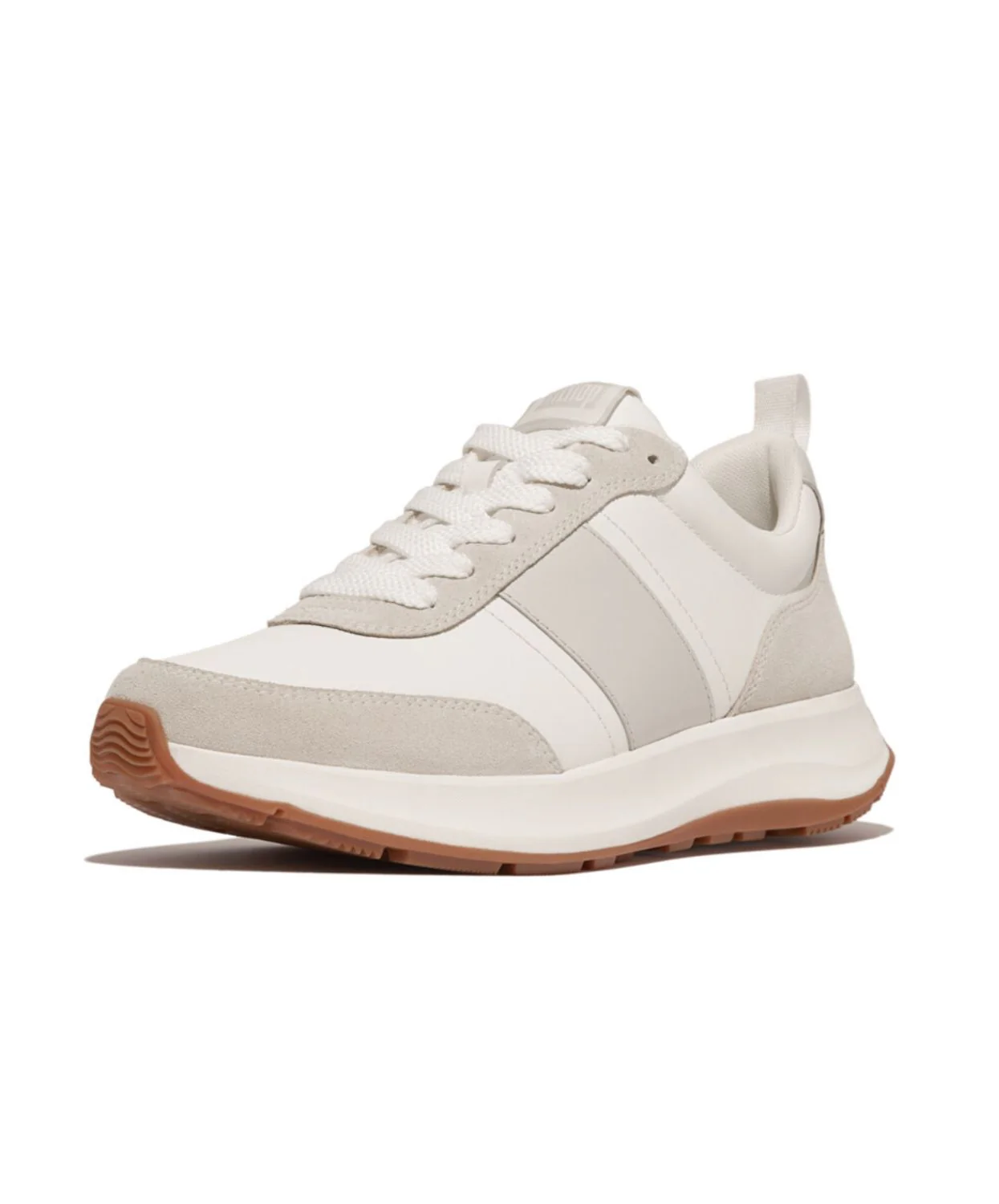 Fitflop F-Mode Flow Leather Mens Suede Sneaker Urban White/ Artic Grey - Image 4