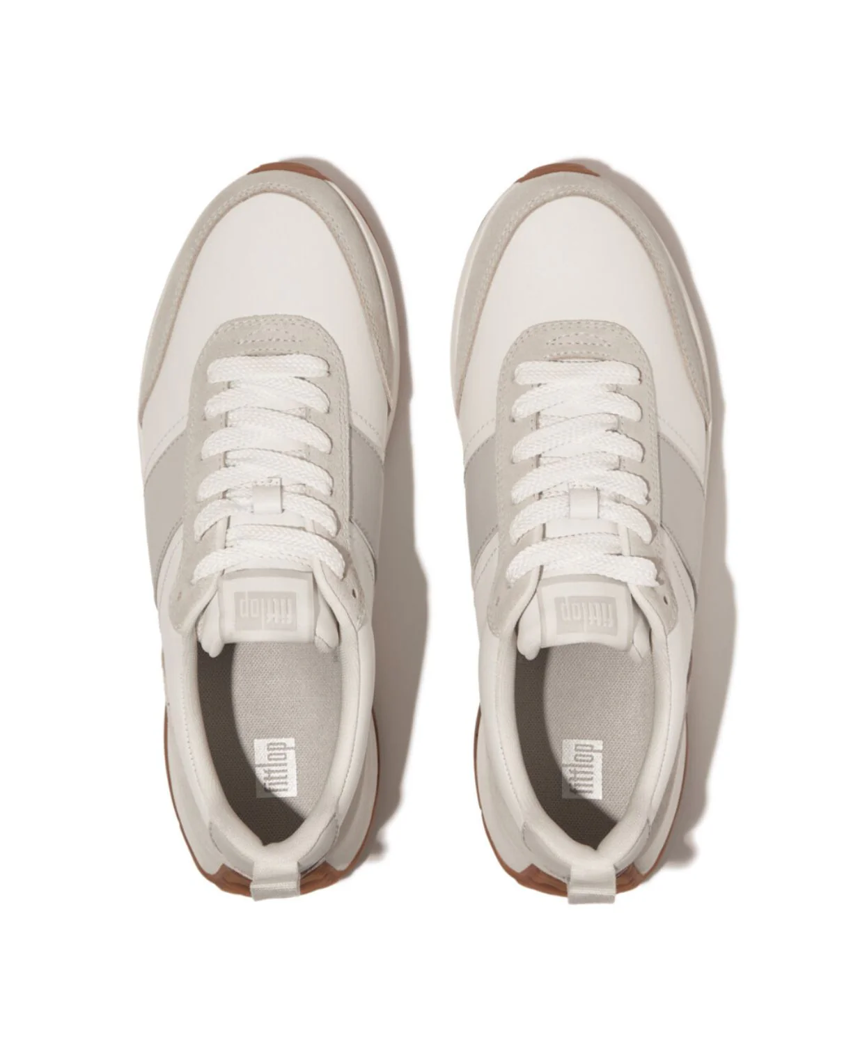 Fitflop F-Mode Flow Leather Mens Suede Sneaker Urban White/ Artic Grey - Image 6