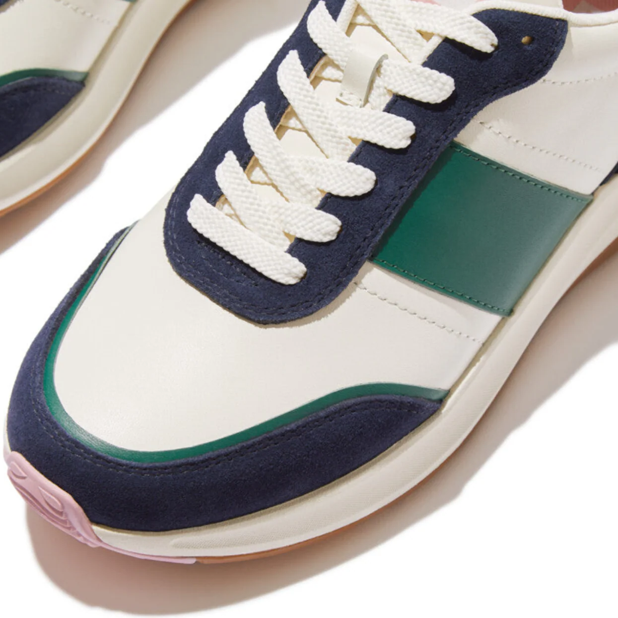 FitFlop F-Mode Flow Leather/Suede Flatform Sneaker Midnight Navy Mix - Image 3