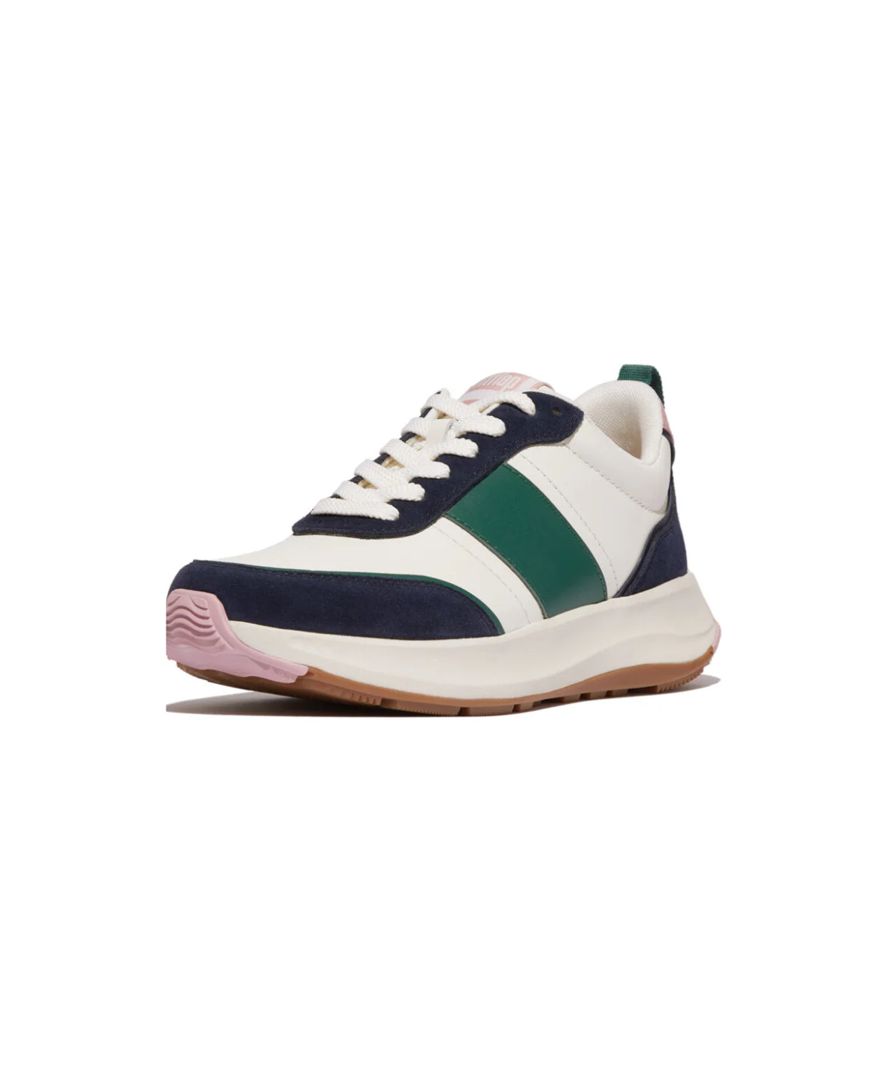 FitFlop F-Mode Flow Leather/Suede Flatform Sneaker Midnight Navy Mix - Image 4