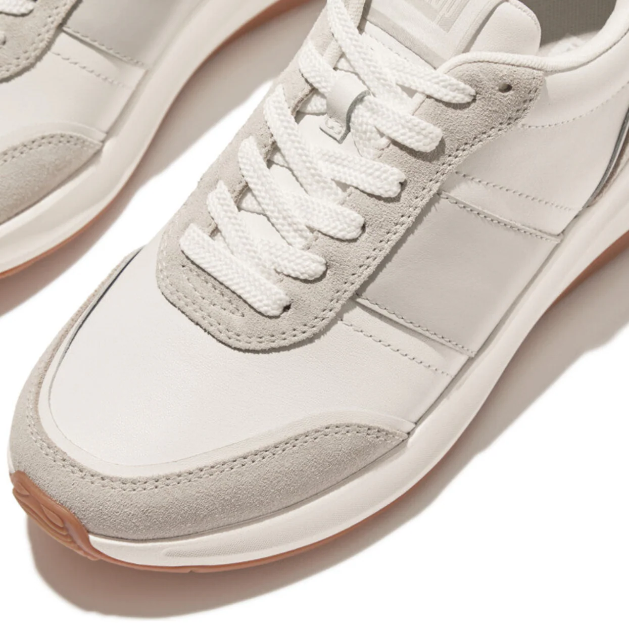 FitFlop F-Mode Flow Leather/Suede Flatform Sneaker Urban White Mix - Image 3