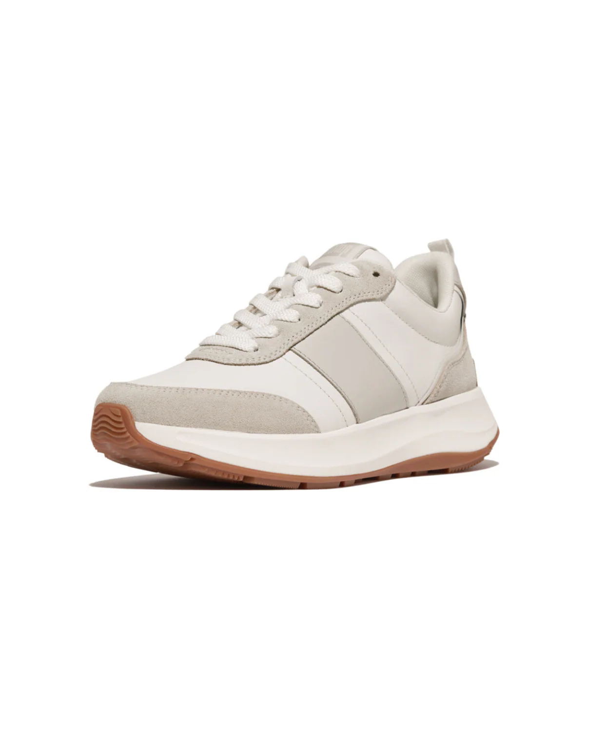 FitFlop F-Mode Flow Leather/Suede Flatform Sneaker Urban White Mix - Image 4