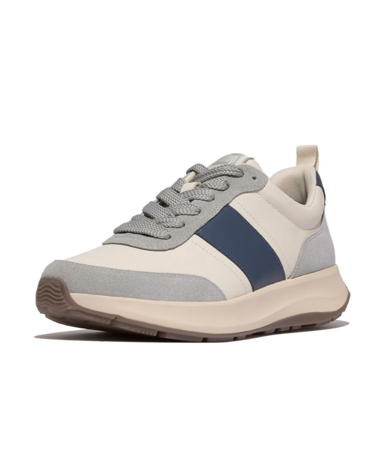 Fitflop F-Mode Flow Mens Leather Suede Sneakers Paris Beige Mix - Image 3