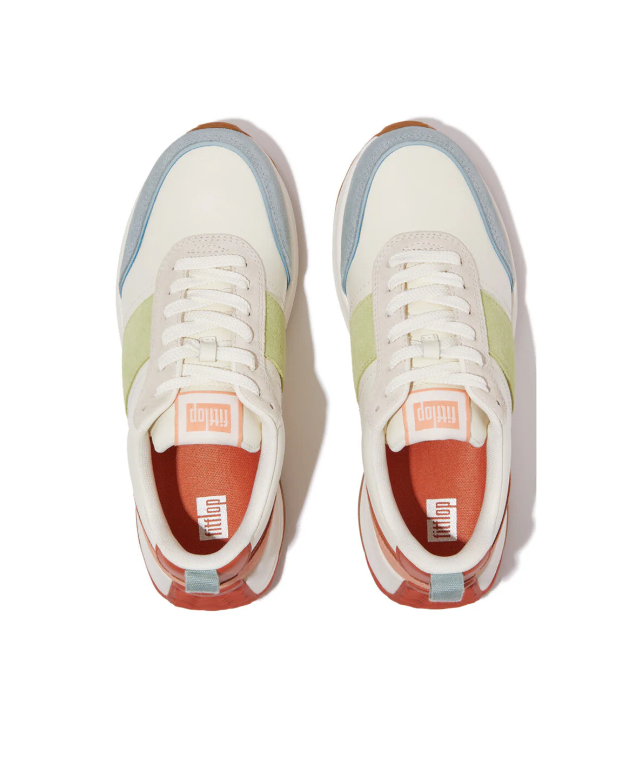 FitFlop F-Mode Flow Suede-Mix Flatform Sneaker Apricot Mix - Image 4