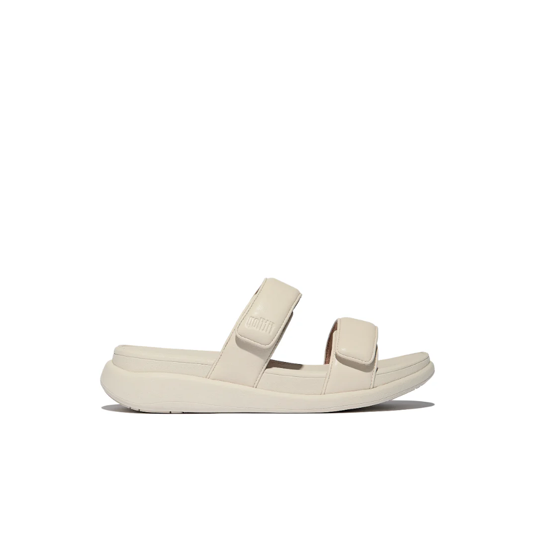 FitFlop F-Mode Go Adjustable Flatform Two Bar Slides Beige