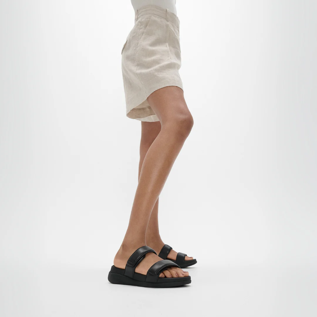 FitFlop F-Mode Go Adjustable Flatform Two Bar Slides Black - Image 2