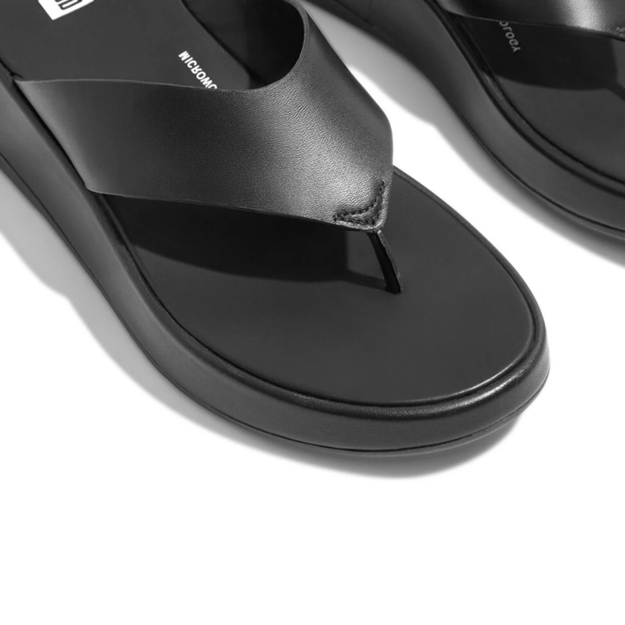 FitFlop F-mode Leather Flatform Black Toe Post Sandals V1 - Image 3