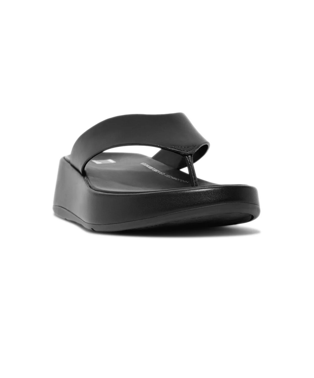 FitFlop F-mode Leather Flatform Black Toe Post Sandals V1 - Image 4