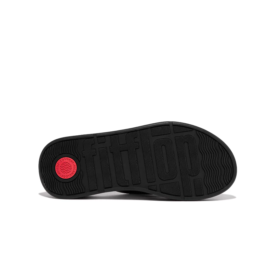 FitFlop F-Mode Leather Flatform Cross Slides Black - Image 4