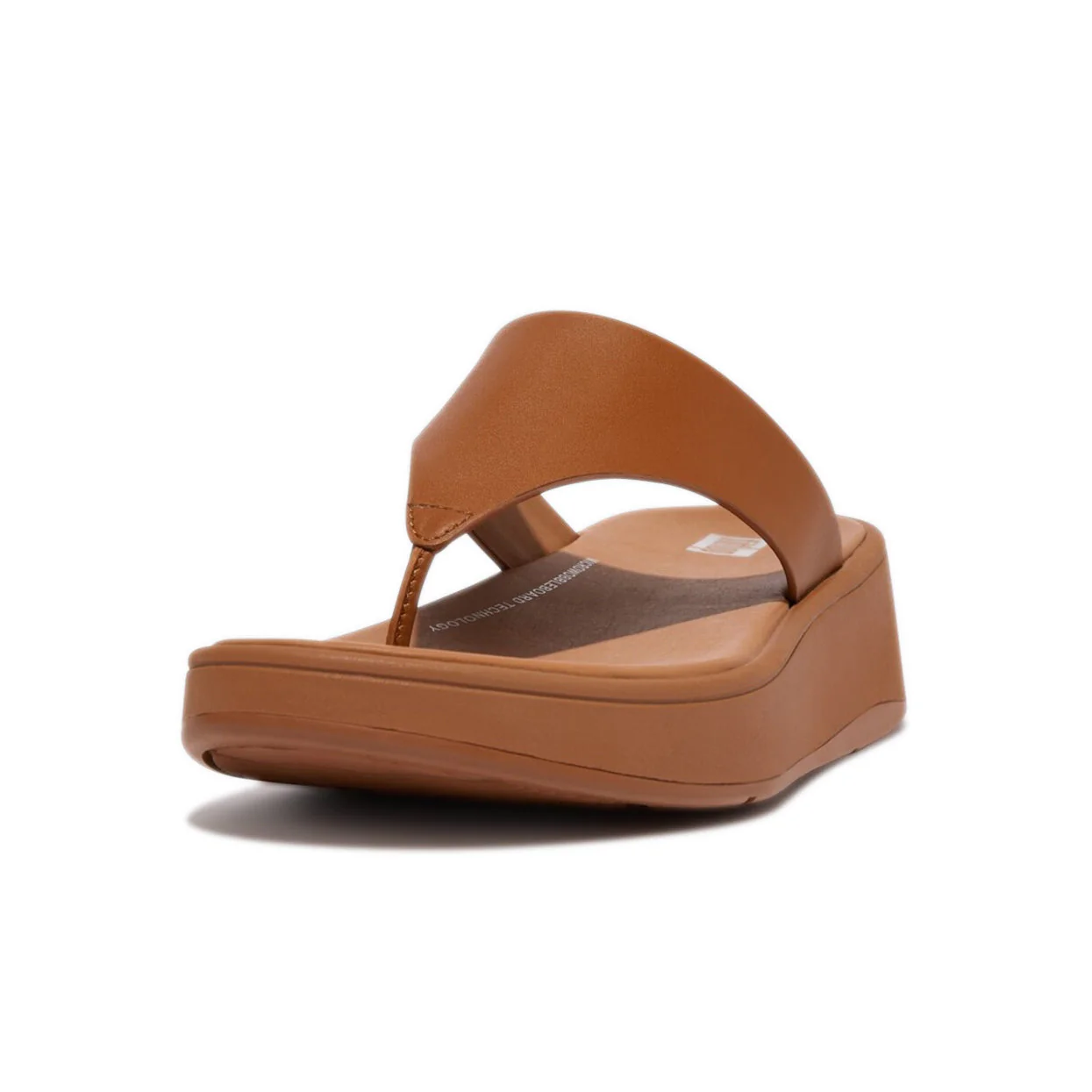 FitFlop F-mode Leather Flatform Toe Post Brown - Image 4