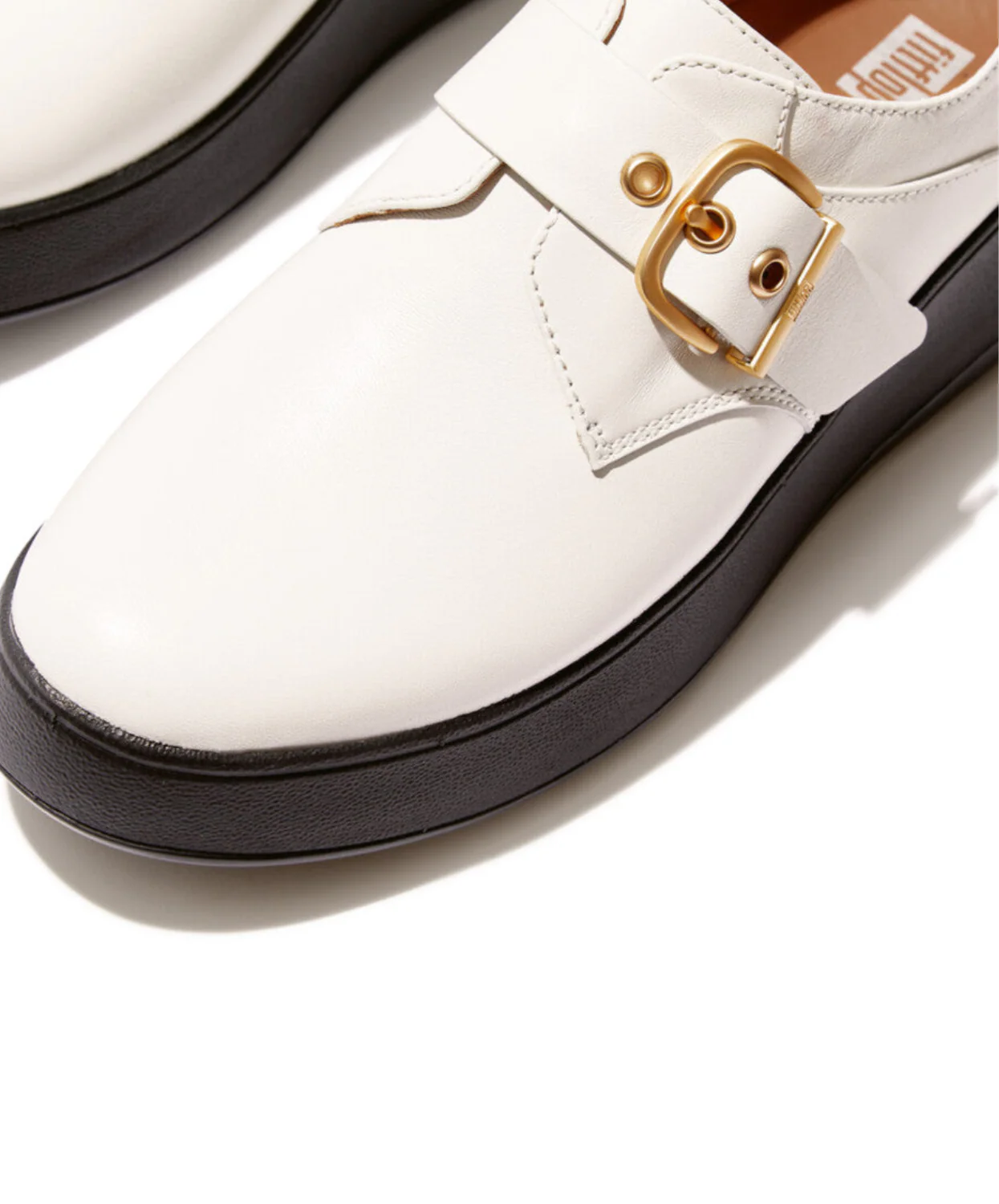 FitFlop F-Mode Leather Flatform Monk Strap Shoe Urban White - Image 3