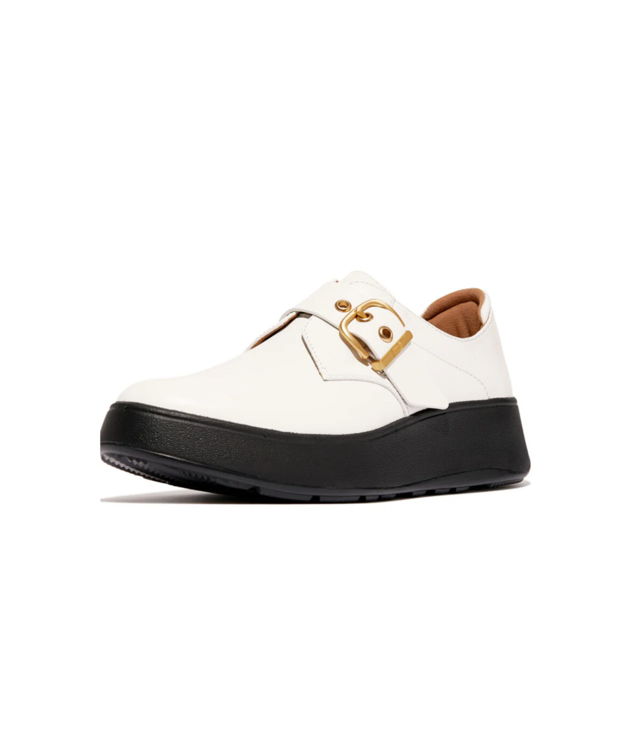 FitFlop F-Mode Leather Flatform Monk Strap Shoe Urban White - Image 4