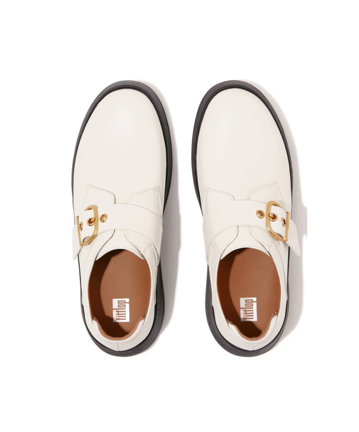 FitFlop F-Mode Leather Flatform Monk Strap Shoe Urban White - Image 5