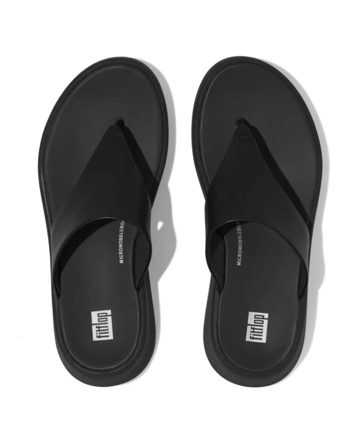 FitFlop F-mode Leather Flatform Black Toe Post Sandals V2 - Image 4