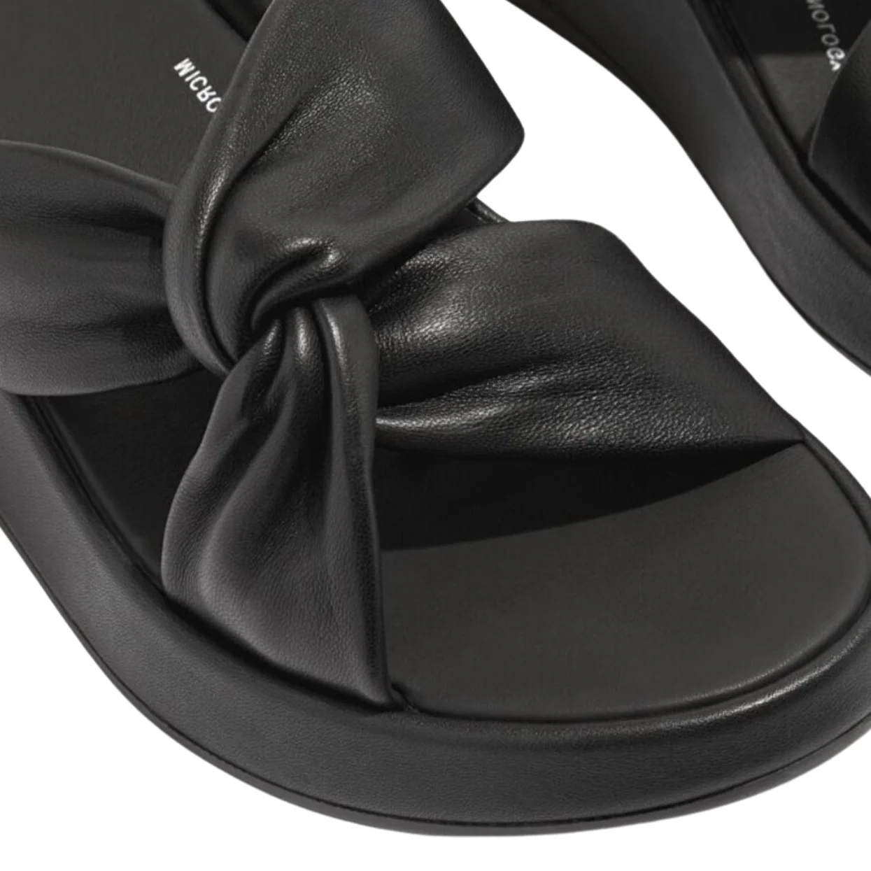 FitFlop F-Mode Leather Twist Flatform Slides Black - Image 3