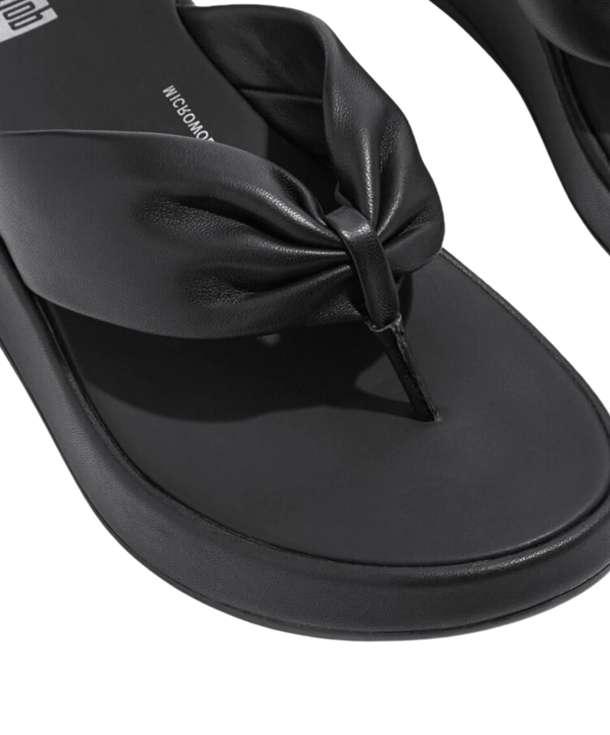 FitFlop F-Mode Leather Twist Flatform Toe Post Sandal Black - Image 3