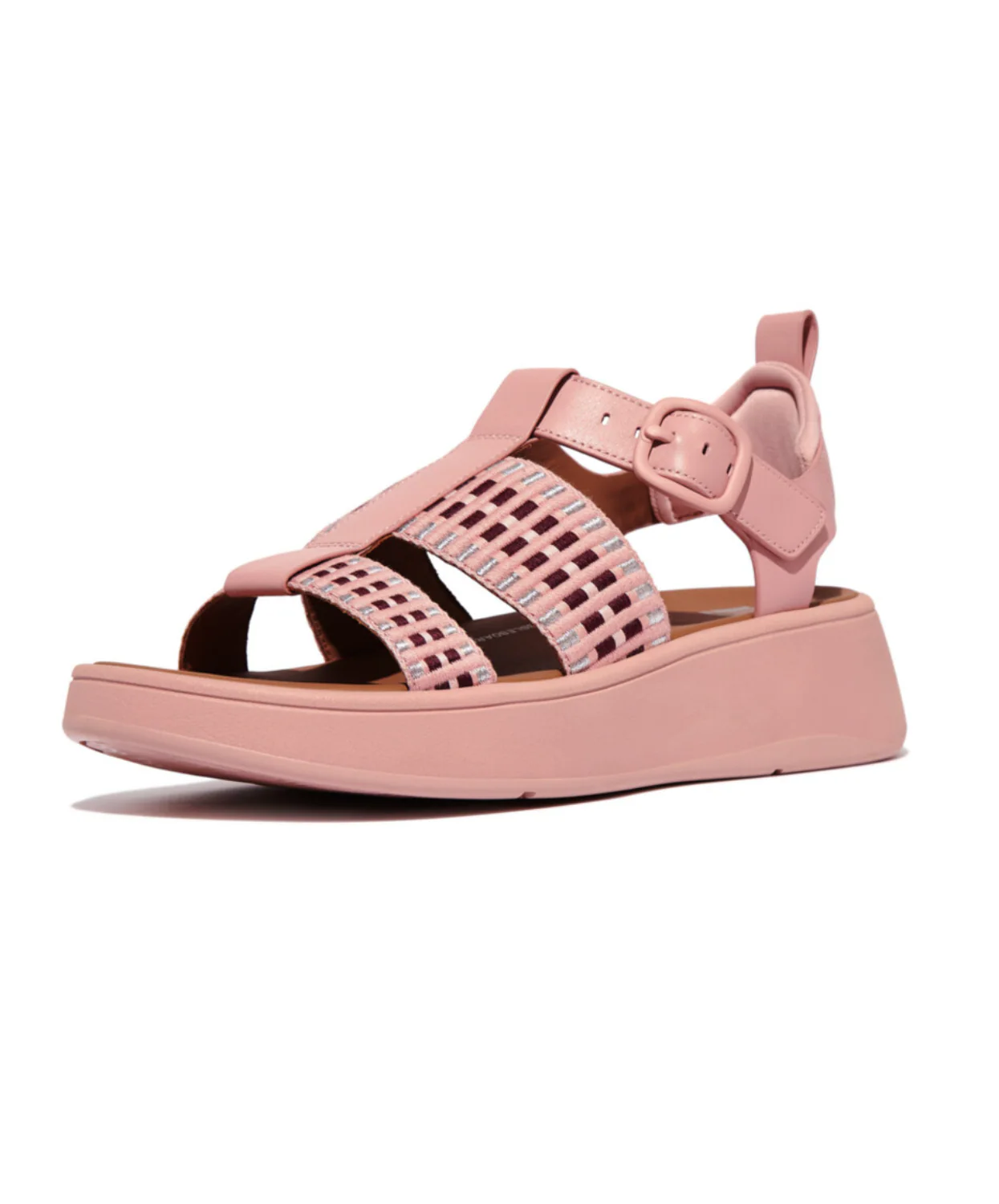 Fitflop F-Mode Leather/Webbing Flatform Fisherman Blush Sandals - Image 3